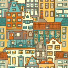Vector seamless pattern of buildings