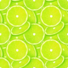 Green juicy lime slice vector seamless pattern
