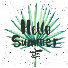 Vector illustration with watercolor palm leaf N2