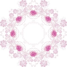Ornamental purple circular element with roses