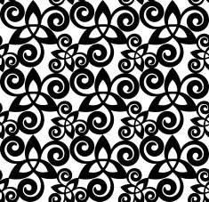 Black and white vector celtic triskels seamless pattern N4