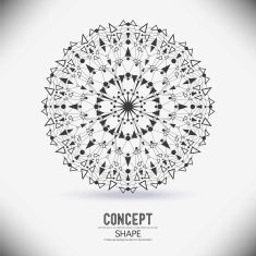 Abstract geometric shapes from circular dots and triangles