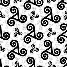Black and white celtic triskels seamless pattern