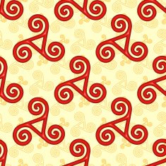 Red and yellow celtic triskels seamless pattern