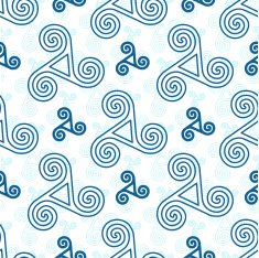 Blue triskel celtic symbols seamless pattern