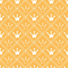 Simple seamless pattern with crown Orange and white colo