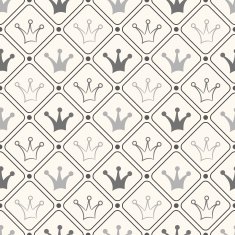 Simple seamless pattern with crown Black and white color N2