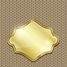 Gold badge over seamless knitted texture N2