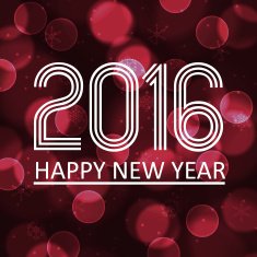 happy new year 2016 on dark bokeh circle background eps10