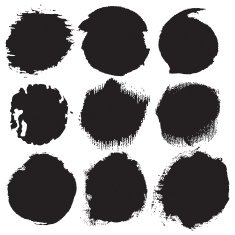 Grunge shapes collection black isolated on white background set N5