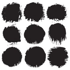 Grunge paint circle vector element set Brush smear stain texture N7