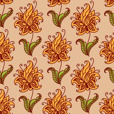 Orange flowers retro seamless pattern N2