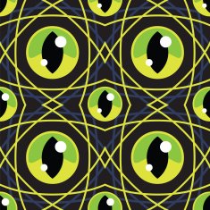 Halloween Cat Eye Seamless Pattern N2