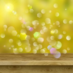 Empty table of wooden planks on autumn background N2