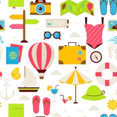 Flat Summer Travel Seamless Pattern N2