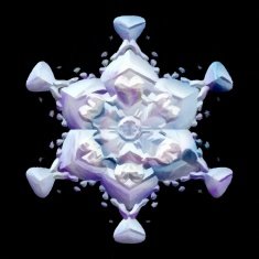 Pastel colored snowflake isolated on black Digital painting N2