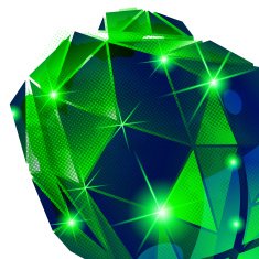 Plastic grain fond with colorful dimensional geometric template