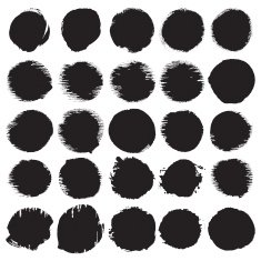 Grunge paint circle vector element set Brush smear stain texture N8