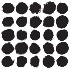 Grunge paint circle vector element set Brush smear stain texture N9