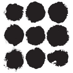 Grunge paint circle vector element set Brush smear stain texture N10