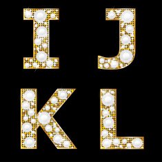 Golden metallic shiny letters I J K L N3