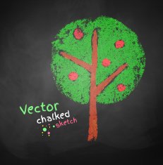 Chalked drawing of apple tree N2