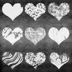 Set of grunge vector hearts Design elements Chalk board