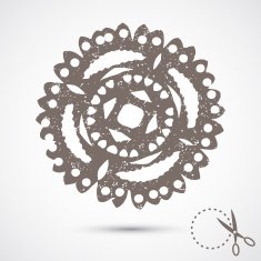 Paper snowflake with scratches on grey background Silhouette N2