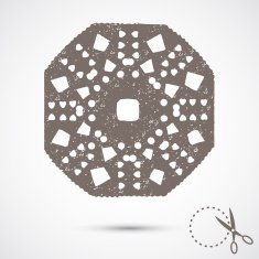 Paper snowflake with scratches on grey background Silhouette N5