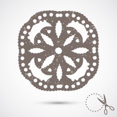 Paper snowflake with scratches on grey background Silhouette N6