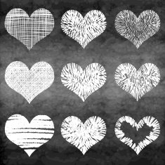 Set of grunge vector hearts Design elements Chalk board N5