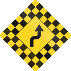 Checked Warning Sign With Reverse Curve in Canada