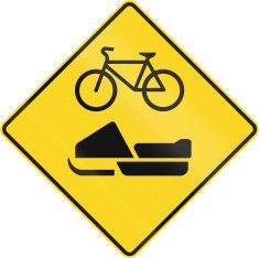 Snowmobile AndBicycle Warning in Canada N2