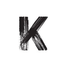Letter K hand drawn with dry brush N2