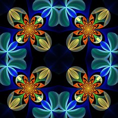 Symmetrical pattern of the flower petals Blue and orange palett N2