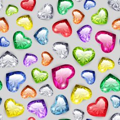 Colorful Gem Hearts Seamless Pattern N2
