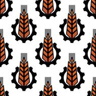 Seamless pattern of wheat with gear wheels N2