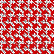 Red and gray houndstooth pattern with polka dots