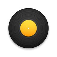 Black vintage vinyl record isolated on white background