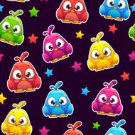 Seamless pattern with funny colorful birds N2