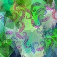Green triangle and polygonal background with grub elements N2