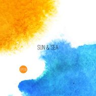 watercolor sea background poster or card template vector art