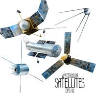 Watercolor satellites collection