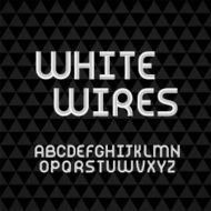 Wired wavy cable white contour alphabet
