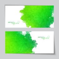 Abstract Vector Watercolor Green Banners