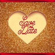 Save the date vector invitation gold glitter marriage wedding celebration