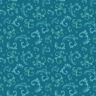 Vector Vintage Blue Green Swirls Leaves Seamless Pattern N2