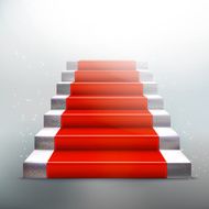 Stone ladder with red carpet