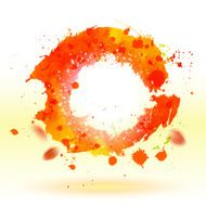 Watercolor drawing orange curve symbol with splashes