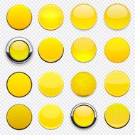 Yellow high-detailed round modern web buttons